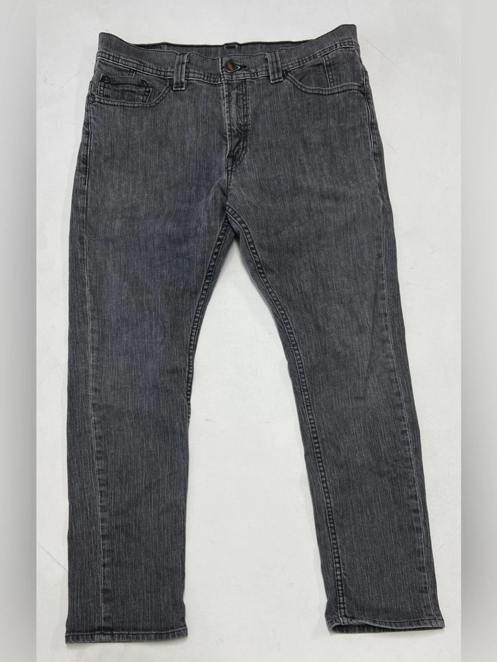 Levi’s 511 Slim Gray Distressed Jeans Zipper Back Pockets 34x30